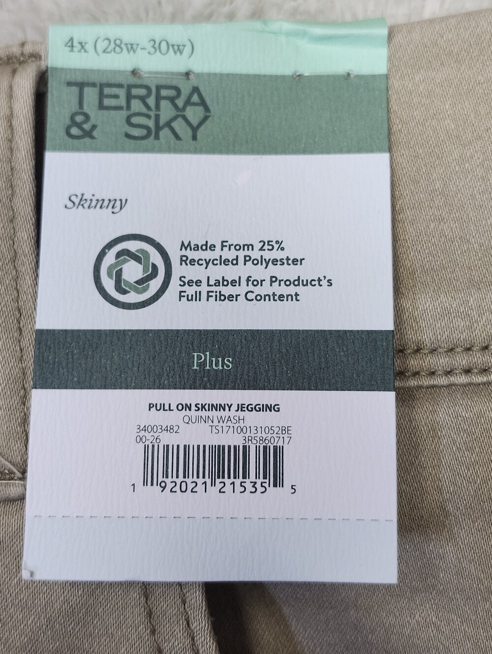 NWT Terra & Sky Women's Pull-On High-Rise Skinny Jeggings Plus Size 4X Brown - Picture 5 of 11